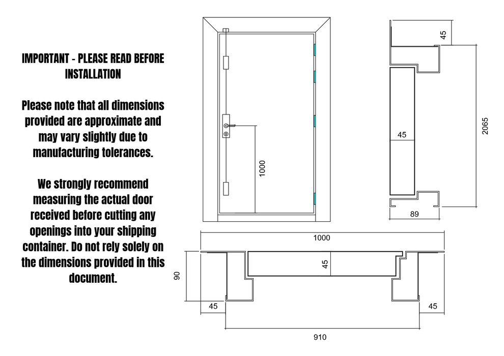 Self Drilling Shipping Container Single Door