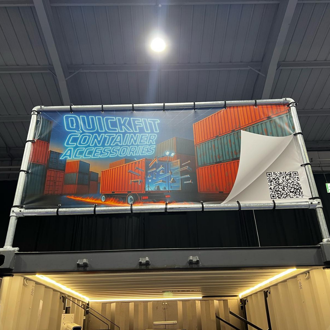 Banner Storage Racking Self Storage Banner Frame - Quickfit Container Accessories